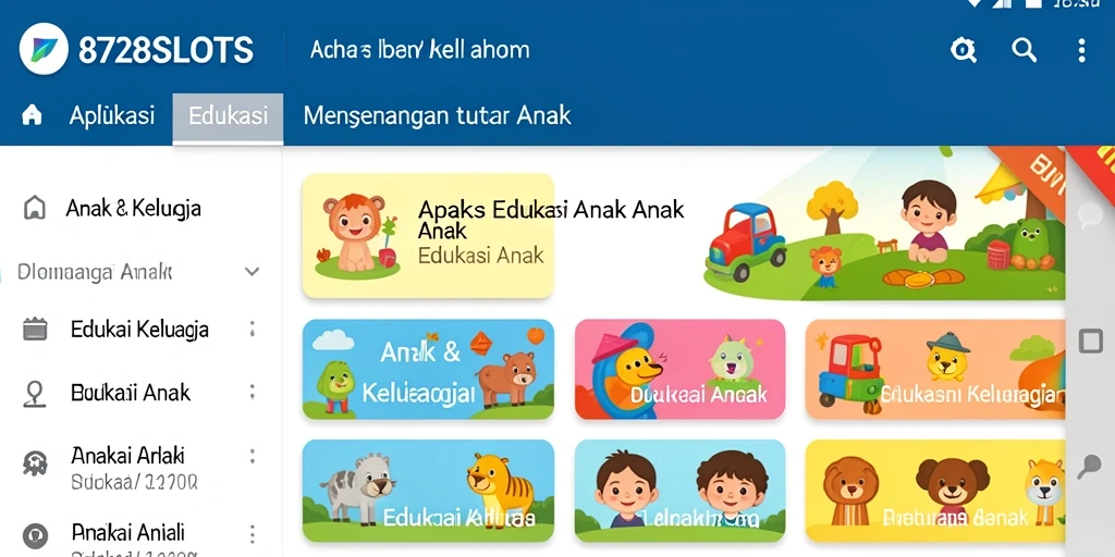 Tampilan antarmuka aplikasi 8728SLOTS untuk pembelajaran anak.