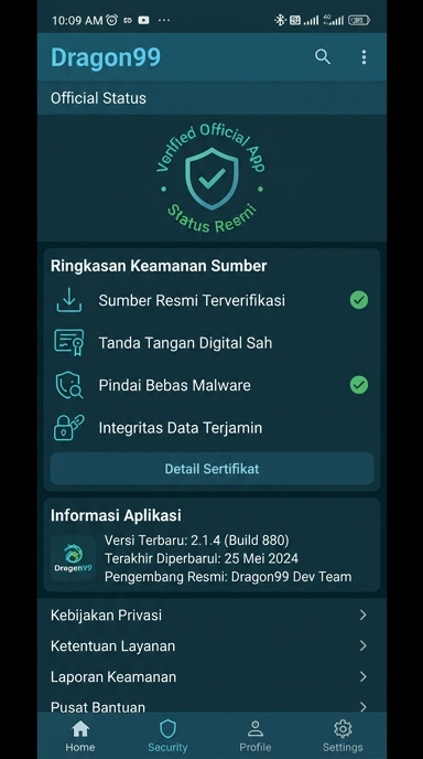 Tampilan kanal resmi dragon99